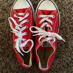 Kids Bright Red Converse low tops